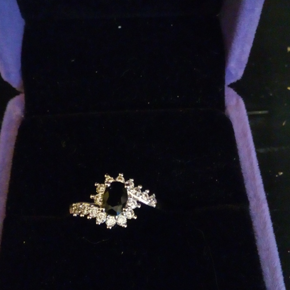 Sapphire & Diamond Silver Ring